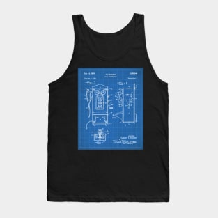 Phone Patent - Telephone Hallway Home Decor Art - Blueprint Tank Top